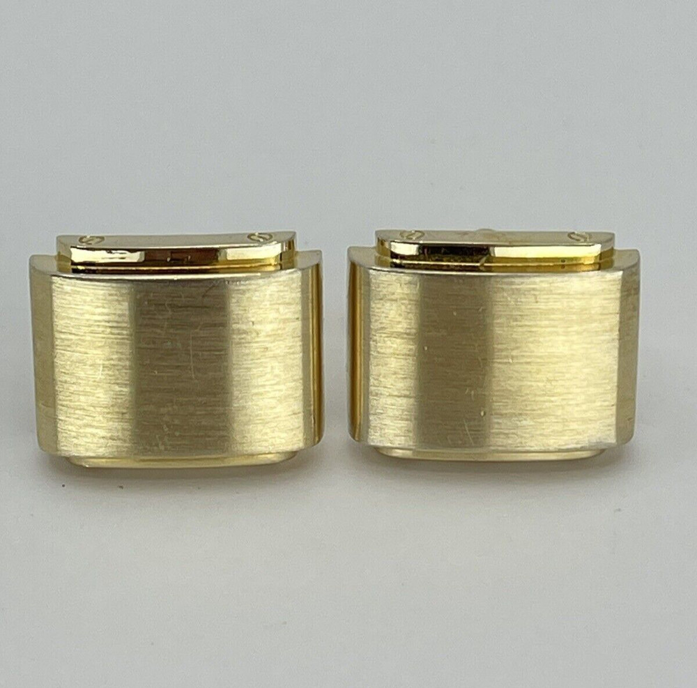 washed gold tone mens cufflinks rectangle bullet back