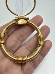 Vintage Gold Tone Textured Pattern 2” Open Round Scarf Clip