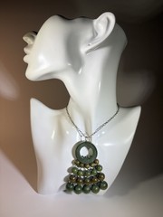 Vintage Aarikka Torikontti Green Geometric Kinetic 60s Pendant Necklace Finland