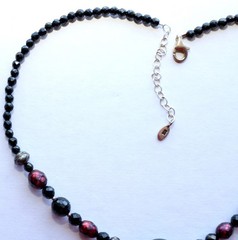 BARSE Sterling Necklace 19″ Black Dark Red Gray Beads Balls .925 Silver THAI