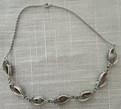 Vintage Sorrento Sterling Silver Opal Filigree Chain Choker Necklace 16”.