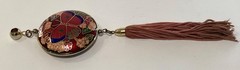 Vintage Asian Double Sided Butterfly Cloisonne Pendant Ornament With Tassel