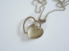 Short 925 FBM Silver Necklace & 835 Silver Pendant Two Hearts 5.9 g/Length 39 cm