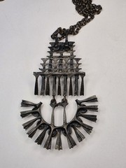 Vintage Brutalist Pentti Sarpaneva Finland Bronze Owl Necklace