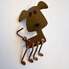 Studio Copper Dog Brooch Articulated American Craft Movement Signed Pin