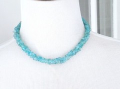 New Natural Raw Paraiba Apatite Chip Bead Sterling Silver 925 Necklace