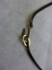 Estate Vintage Large Metal /Resin/Leather Cord Statement BOHO Tribal Necklace