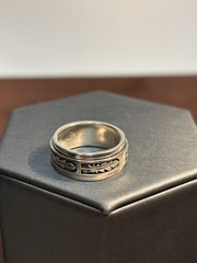 Vintage Sterling Silver Feather Spinner Ring Size 8.5 Wide Band
