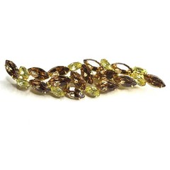 Large VTG Juliana? Leaf Flame Swoosh Brown Yellow Navette Rhinestone Pin Brooch