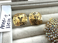 Lot 7 Pair Brutalist Earrings ROMAN Gold Vintage Movie Star Pearl 90s Anne Klein