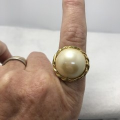 Vintage 18K GE Plated Signed A Faux Pearl Ring varied sizes