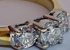 18k Yellow & White Gold Diamond Ring, Natural Earth Diamonds, Vintage, Estate