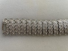 Vintage Bracelet CORO Pegasus Signed Honeycomb Textured Wide Link Chunky MCM Mod