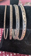 Vintage Sterling Silver Bangle Set 4pc Coro Mexico Faith Hope Charity Danecraft