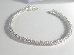 Sterling Silver 925 Cubic Zirconia Bar Link Tennis Bracelet 7.5″