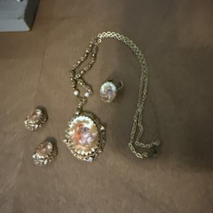 Vintage West Germany Fragonard Porcelain Cameo Necklace Set