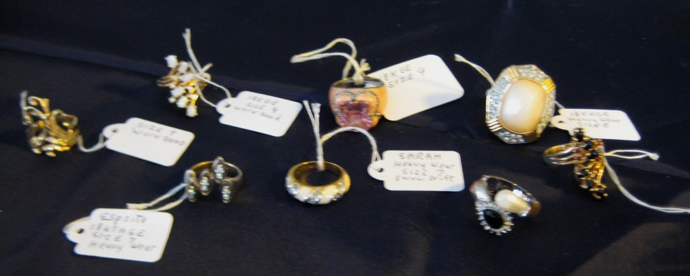 VTG LARGE SZ RINGS VARIES SIGNED PCS. 18K GE, SARAH, BEKAUCH, ESPSITO, SZ 7,8,9