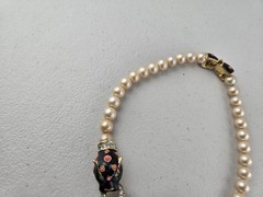 Signed Vintage Joseph Mazer JOMAZ Panther Strand Faux Pearl Beaded Necklace RARE