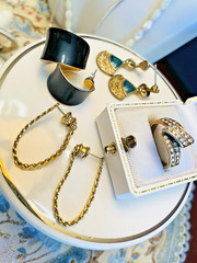 Vintage Jewelry Lot 20th Century 11 Pc Bracelets Necklaces Rings Earrings Pin