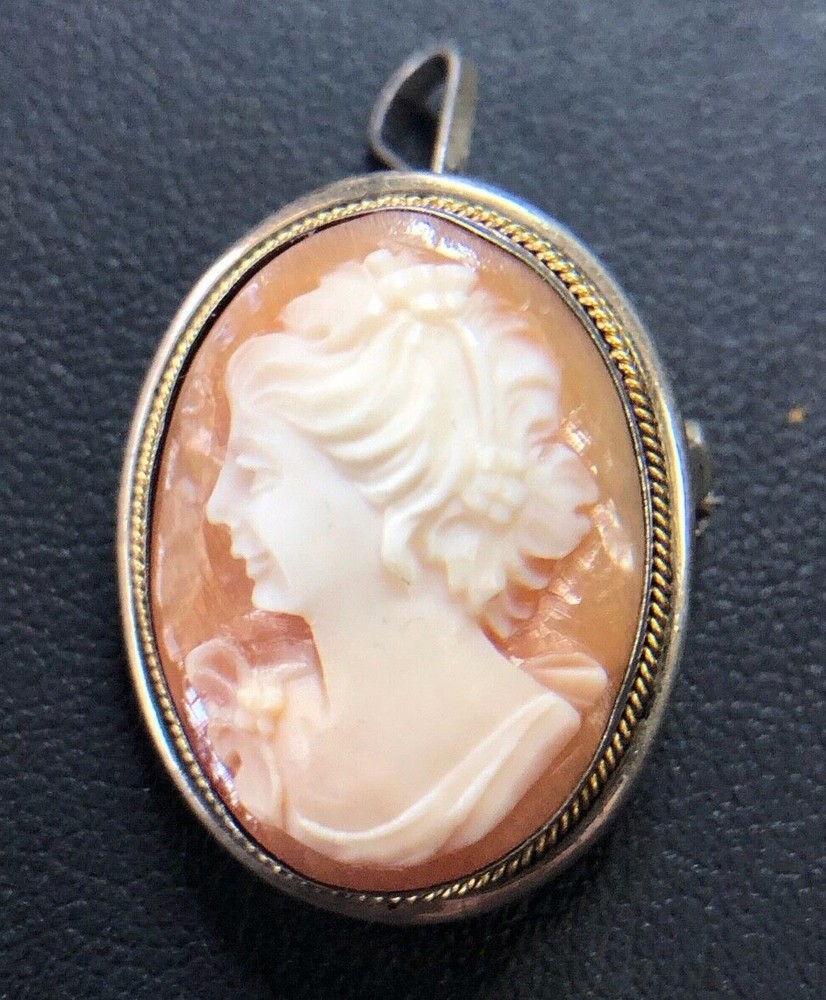 Antique Victorian 800 Silver Cameo 23mm x 18mm Brooch/Pendant