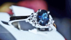 14k white gold sz 7.75 ring 1.00ct natural, treated sapphire diamond 3.30g N3397