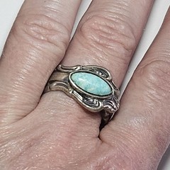 ESPO Vintage Sterling Blue Turquoise Scrollwork Wrap Ring Currently Sz 7
