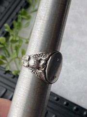 Vintage Uncas 925 Sterling Silver Blank Signet Ring Full Double Eagles Sz 8.25
