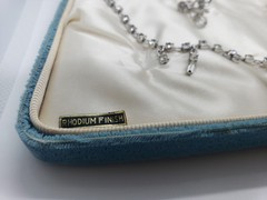 Vtg Glamour Jewels By Lustern Rhodium Plated And Rhinestone Necklace Set In Box