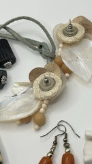 Vintage Nature Jewelry Lot of 8 Beaded Necklace, Shell Earrings Beach