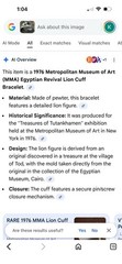 1976 Metropolitan Museum of Art Pewter Hinged LION Cuff EGYPTIAN REVIVAL COOL❤️