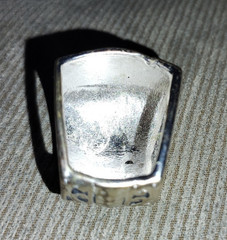 VINTAGE SILVER SCARF SLIDE HAMMERED REPOUSSE’ METAL 40s ESTATE 1 1/8″