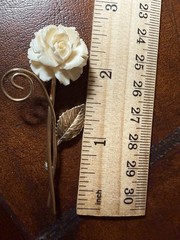 Vintage Winard Brooch 12KT GF Carved White Rose VTG