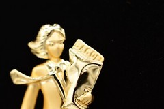 AJC Vintage Boss Lady Pin Brooch Bringing Home Bacon Woman VIP Signed NOS BinA3