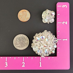 Aurora Borealis Glass Brooch Clip On Earrings Set Cluster Clear