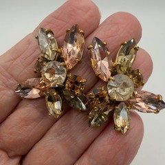 J.Crew Earrings Gold Tone Multicolor Rhinestone Pierced Signed 1.25″
