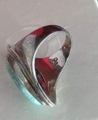 #8 Turquoise Sterling Marquise Shape Ring Size 8