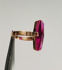 Vintage USSR Soviet Russian Star 58314k Rose Gold Pink Amethyst Ring Size 6.75
