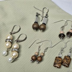 MCM 925 Sterling Silver Bead Bohemian Dangle Drop Earrings Set of 8 Pairs
