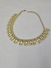 Vintage Brushed Gold tone Link Choker Necklace 1950’s 1960″s