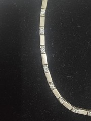 VINTAGE TENNIS BRILLIANT STERLING SILVER 925 LINK NECKLACE 16.25″ SPARKLES