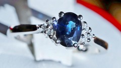 14k white gold sz 7.75 ring 1.00ct natural, treated sapphire diamond 3.30g N3397