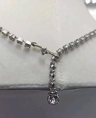 Vintage Mid Century Rhinestone Ornate Choker Necklace W/Rhinestone Flower 16.5″
