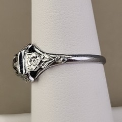 Vintage Art Deco Uncas Ring Paste Stone Silver Tone Antique 7