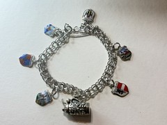Vintage travel bracelet Sterling with charms popular between 1950 and 1970,