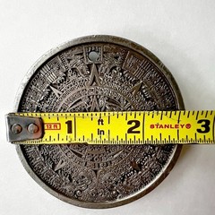 Vtg 1974 Mayan/Aztec Calendar Pendant – Altered Bergamot Brass Belt Buckle -USA