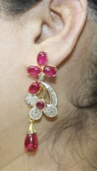 5.50ct Rose Cut Diamond 925 Sterling Silver Ruby Victorian Look Necklace Set