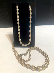 Vtg Sterling Silver 925 FAS Italy Twisted Herringbone Chain Necklace 28 Inches