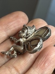 47. Vintage 925 Sterling PIXIE Fairy Elf Abalone Wings Pin 1 3/8″x 1 1/4″, 10.3g