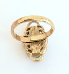 Vtg Sarah Coventry Faux Jade Ring 70s Signed Oriental Melody Adjustable