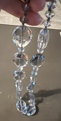 Beautiful Vintage Faceted Gray Glass & Crystal 24MM Beaded Statement Necklace